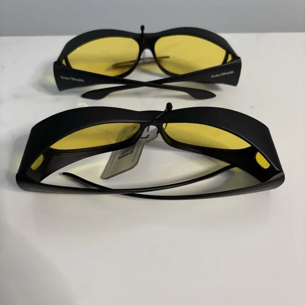 2 Pairs Foster Grant Solar Shield FO-003 Night Drivers UV400 Yellow Lenses NEW